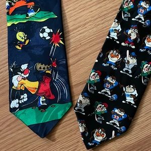 VINTAGE Looney Tunes Ties 90’s Pair of 2